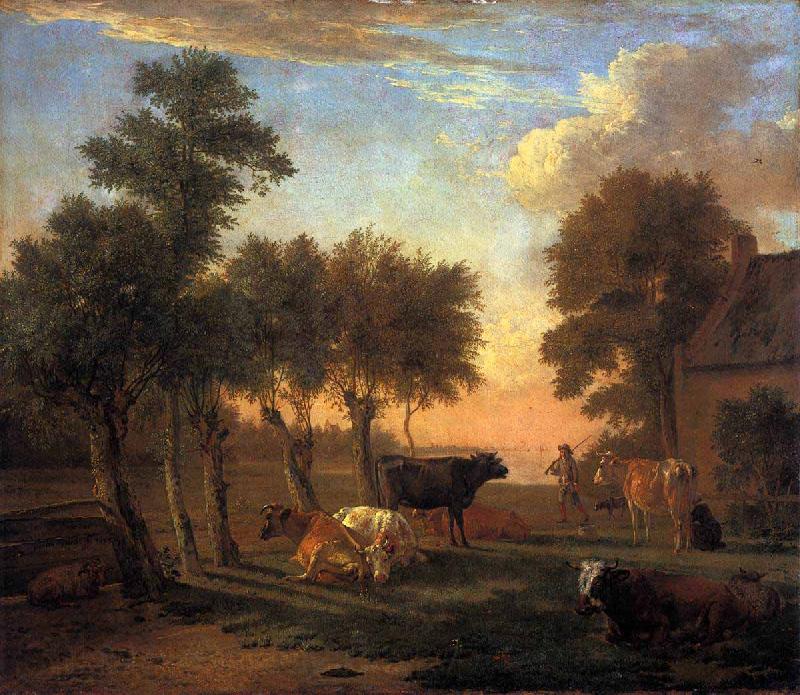 paulus potter Cows in a meadow near a farm Norge oil painting art